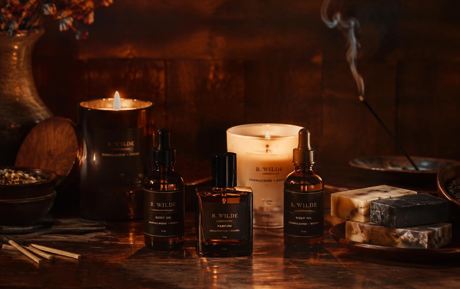 Handmade candles, body oils, perfume and soaps